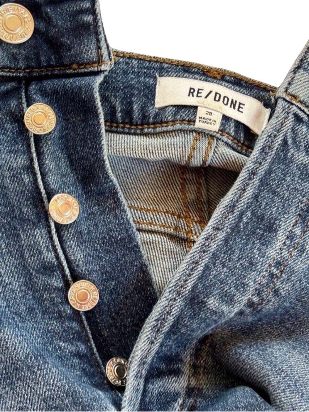 RE/DONE 90s High-Rise Ankle Crop In Dusk Destroy 190-3WHRAC Button Fly Grunge 28 - Picture 6 of 11